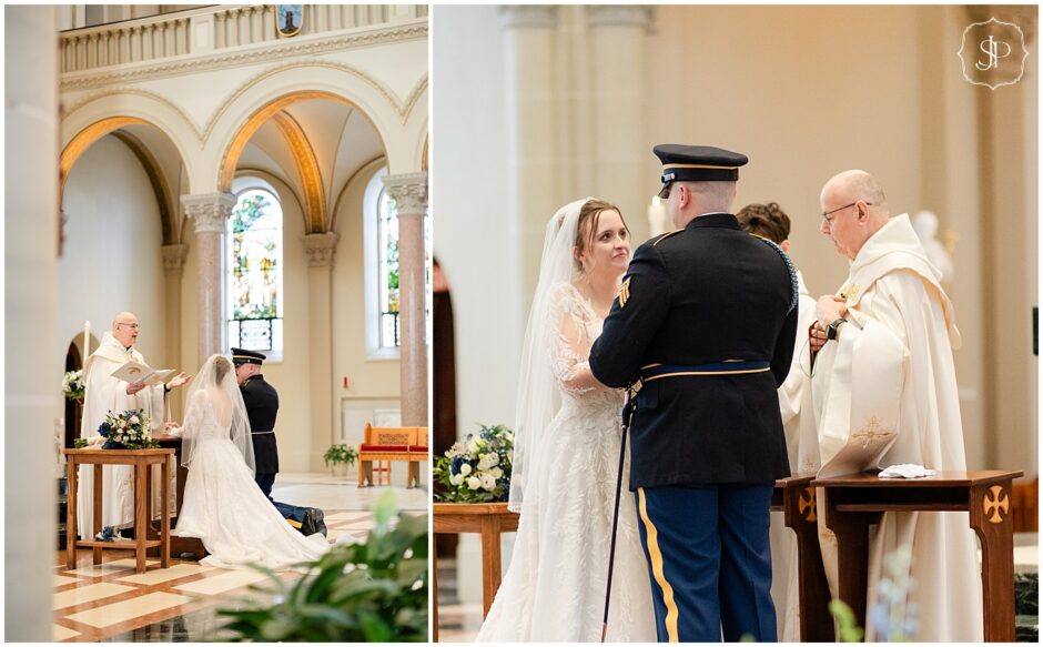 Saint Vincent Wedding chapel photos of the bride and groom at the alter 