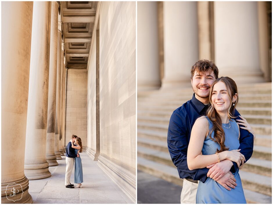 dusty blue engagement photos dress