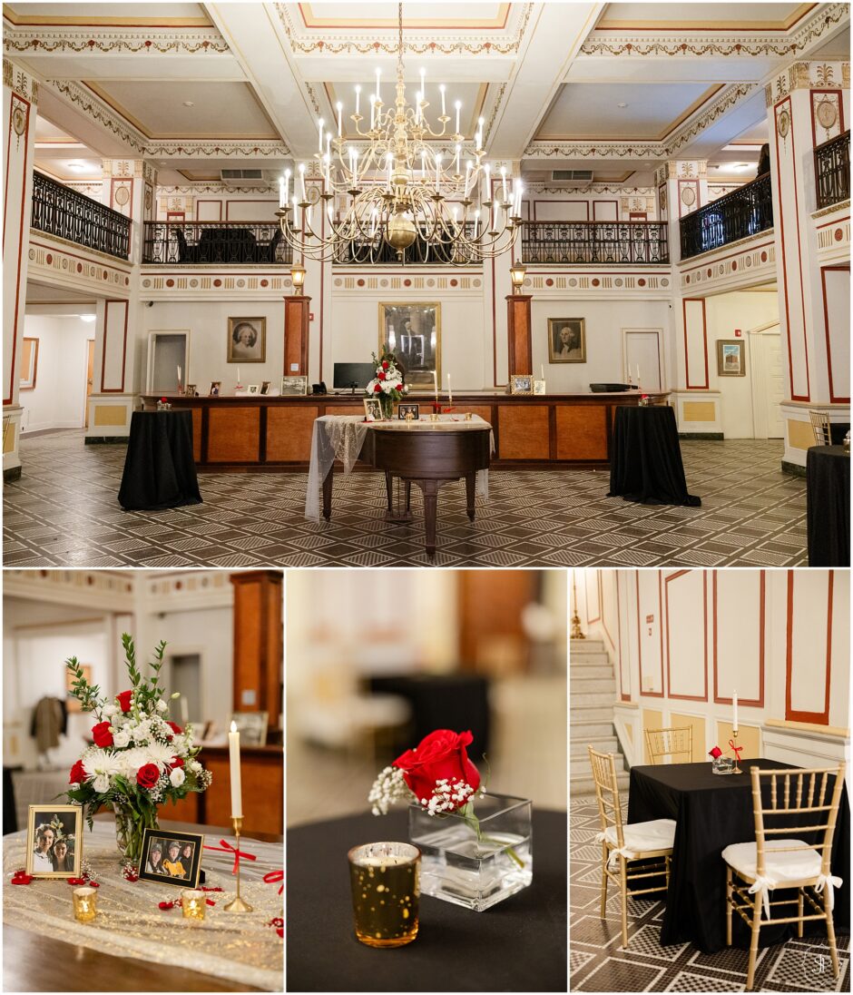 Cocktail hour set-up in the George Washington Hotel 