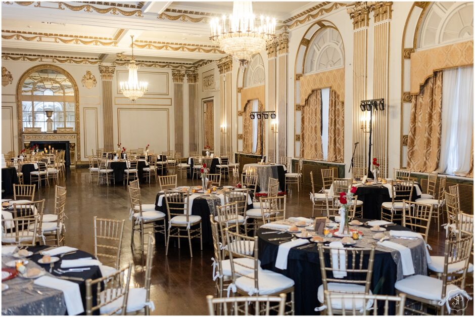 Decorated ballroom at the George Washington Hotel in Washington PA 