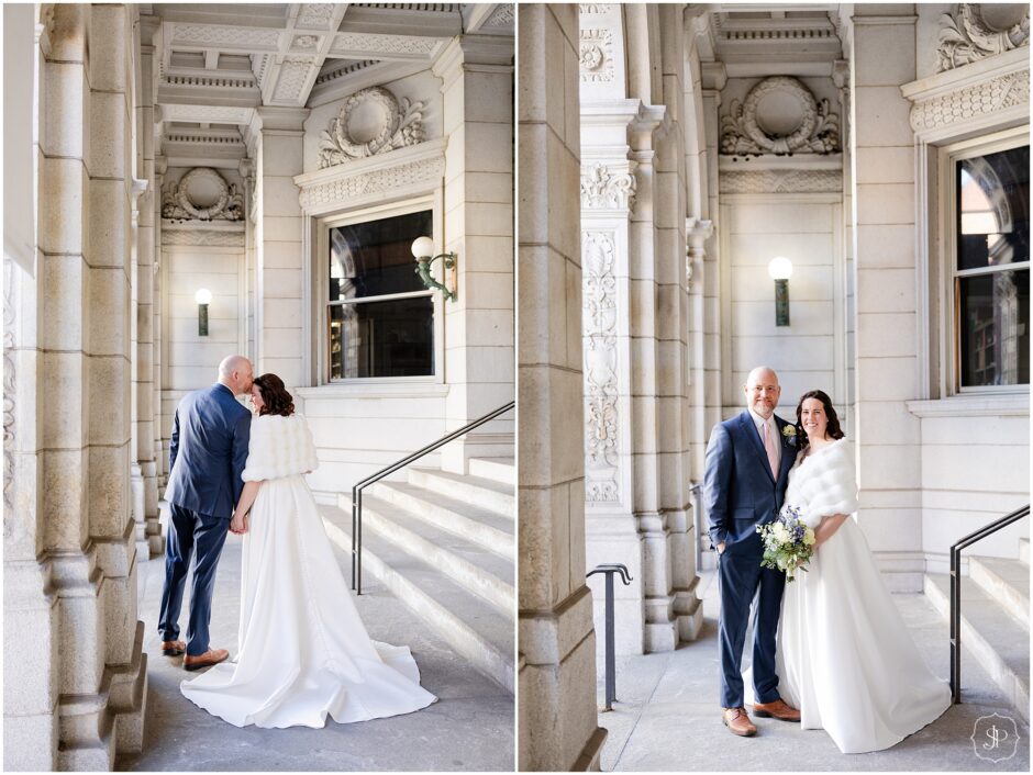 Outside Westmoreland Courthouse Wedding Portraits 
